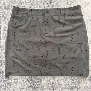 Eddie Bauer Women's 12 Adventurer 2.0 Skort Olive Green Arrow Print Gorpcore